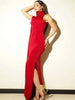 Split Turtleneck Sexy Maxi Dress Women Gown One-shoulder High Waist Bodycon Solid Club Party Long Dress Elegant