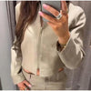 Casual Coat Pant Women Sets Urban Zippers Long Sleeve Jacket Zipper Pleated Straight Trousers Autumn Chic Lady Outfit
