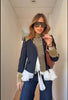 Retro Stand Collar Napoleon Slim Jacket Women Chic Navy Style Full Sleeve Gold Embroidered Coat Lady High Street Outwear