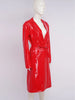 Women Wet Look PU Leather Long Trench Coat Blazer Lapel Open Front Long Sleeve Jacket Overcoat with Belt Streetwear Clubwear