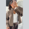 Casual Knitted Women's Coat Stand Collar Zippers Loose Full Sleeve Lady Sweater Autumn Winter Female High Street Coats