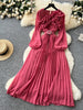 Spring Autumn Elegant Dress for Women French Mushroom Edge Crimping Loose Chiffon Long Sleeve Long Dress C141
