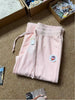 Light Pink Drawstring Sweatpant Woman Spring Raw Hem Low Waist Straight Long Pants Casual All-match Cotton Sport Trousers