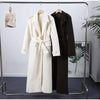 Vintage Large Lapel Tweed Long Coat Women Elegant Loose Double Breasted Belt Coats Lady Winter Classic Chic Street Overcoat