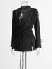 Solid Patchwork Lace Up Chic Blazer For Women Notched Collar Long Sleeve Temperament Blazers Female Style