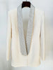 Designer Long Blazer Women's Stylish Backless Diamonds Beaded Shawl Collar Long Blazer