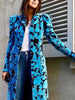 Long Velvet Trench Coat for Women Floral Lapel Collar Soft Fall Peaked Lapel Long British Style Elegant Overcoat