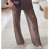 Mujer Sequin Baggy Pants Woman Beads Wide Leg Pants for Women See Through Casual Pants Women Streetwear Trousers Womens