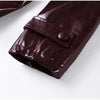 PU Leather Skirt Sets Women Lapel Long Sleeve Double-breasted Jacket Hip Package Short Skirt Suits Female Street Outfits