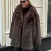 Thick Cotton Winter Fur Coat Women Suit Collar White Medium Long Fox Fur Overcoat Fury Plush Jacket