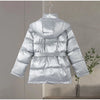 Shiny Stylish Women's Winter Jackets Hooded Waist-Defining Belt Thicken Pockets Full Sleeve Padded Coats Lady Jacket For Women