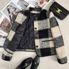 Thicken Small Fragrant Style Jacket for Women Plaid Woolen Short Coat Autumn Winter Lady Single Breasted Young Neck Jackets