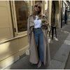 Lace Up Long Trench Coat Women Full Sleeve Lapel Single Breasted Loose Outerwear Lady Spring Daily Street Coat
