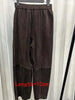 Retro Leather Ankle-Length Pants Women Elastic Waist Suede Sheepskin Wide Leg Length Straight Cylinder Trousers Black brown