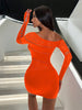 Women's Sexy Dress Hollow Out Nightclub Mesh Long Sleeve Dress