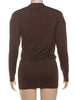 Women's Elegant Deep V-Neck Mini Dress Full Sleeve Skinny Peach Hip Midnight Club Party Sexy Solid Bodycon