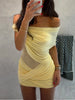 Sexy Multi-Layer Dress Women Sexy Patchwork Mesh Cross Party Peach Hip Chic Clubwear Birthday Vacation Mini Bodycon