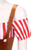 Adult Christmas Cosplay Costume Gingerbread Stripe Patchwork Velvet Dress Women Party Gingersnap Role-playing Cosplay Dress-up