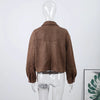Vintage Turn-down Collar Suede Jackets Women Full Sleeve Breasted Pocket Coat Female Autumn Winter Chic Casual Wear