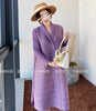 Pleated Triple Button Long Sleeve Lapel Dress Women Spring Korean Causal Elegant Clothes