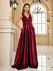 Elegant Sequins Evening Dress For Women Deep V-neck Satin Prom Party Green Dress Floor Length Blue Formal Gowns