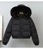 Winter Short Parkas Women's Cotton-padded Clothes Fleece Lining Thicken Warm Outerwear Fur Collar Removable Hooded Quilted Coat