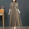 Autumn/Winter Women Knitted Dress Solid Loose Pullover Half High Collar Long Knitted Sweater Dress Female High-Quality