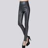 Autumn Women Velvet PU Leather Pants Elastic Stretch Faux Skinny Leather Pencil Pants Y2K Female Sexy Lady Trousers