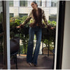 Printed Faux Fur Splicing Jacket Autumn Winter V-neck Slim Waist Cinched Full Sleeve Cropped Coat Women's Outwear