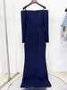 High Street Designer Vestido Women's Diamonds Beaded Slash Neck Off The Shoulders Long Maxi Dress