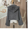 Real Rabbit Fur Hooded Coat Long Sleeve Women Casual Loose Knitted Genuine Fur Jacket With Hood Female Natural Fur Outwear