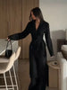 Women's Black Ruched Lace-up Blazer Co Ord Set Notched Collar Long Sleeve Cinch Waist Wide Leg Pants Casual Matching Suit