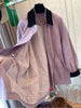 Retro Color Contrast Pink Polo Collar Loose Mid-length Coat for Women Spring and Autumn Korean Style Trench