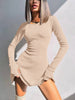 Women Spring Autumn Long Sleeve Knitted Streetwear Bodycon Short Mini Dress Items For Business