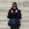 Chic Reflective Fabric Lace Up Hooded Cotton Jacket Women Stand Collar Full Sleeve Zipper Warm Overcoat Winter Lady Outwear