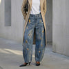 Chic Y2K Style Metal Decoration Washed Blue Women's Stacked Jeans Pants For Woman Clothing Wide Leg Vintage Denim Trouserso