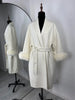 Elegant Lace Up Woolen Short Coat Solid Loose Lapel Furry Long Sleeve Belt Waist Jacket Spring Autumn Lady Chic Cardigan