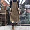 Corduroy Strap Skirt for Women, Loose Medium to Long Slanted Skirt Artistic Retro Look Skinny Striped Velvet Dress for Women