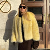 Cool Street Girls Winter Fluffy Fox Fur Jacket Women Casual Round Neck Faux Fur Coat Chic Thick Warm Outerwear