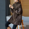 Women's Winter Parka Coat Versatile Lady Splicing Knitted Outerwear Temperament Casual Ladies Sweater Jacket