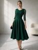 Women's Vintage Floral Lace Wedding Party Dress Square Neck A-Line Skirt High Waist Solid Medium Sleeve Slim Flared Skirt