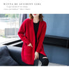 Knitted Shirt Casual Long Sleeve Loose Medium Length Outwear Sweater Coat Women Autumn Knitwears Cardigan Mujer