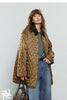 Women Cotton Jacket Winter Retro Diamond Grid Workwear Large Pocket Mid Length Jacket Brown