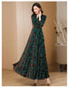 Spring Autumn Gold Velvet Long Sleeve Dress For Women High Grade Green Plush Jacquard Long Dress Female Elegant Dresses 4XL
