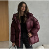 Thicken Cotton Jackets Women High Neck Long Sleeves Zipper Drawstring Warm Coats Female Winter Solid Loose Outwears