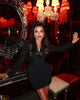 Solid Cinched-waist Mini Dress Women Casual V-neck Full Sleeve Shoulder Pads A-line Vestidos Lady Chic Party Street Gowns