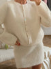 Lazy Style Wool Cardigan Women's Spring and Autumn Loose Round Neck Knitted Short Jacket Soft Long Sleeved Sweater