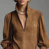 Fall Retro Solid Suede Mini Short Dresses Sexy Zipper Turtleneck Slim Pullover Dress Winter Lantern Sleeve Pockets Woman Clothes