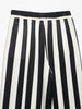 Fall Striped Patchwork Women Blue Suit Neck-mounted Vest+ Modern Straight Pants Night Party Streetwear Set