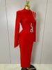 Sexy Long Sleeve Diamonds Maxi Long Bodycon Bandage Dress Women Celebrity Elegant Evening Party Birthday Dresses